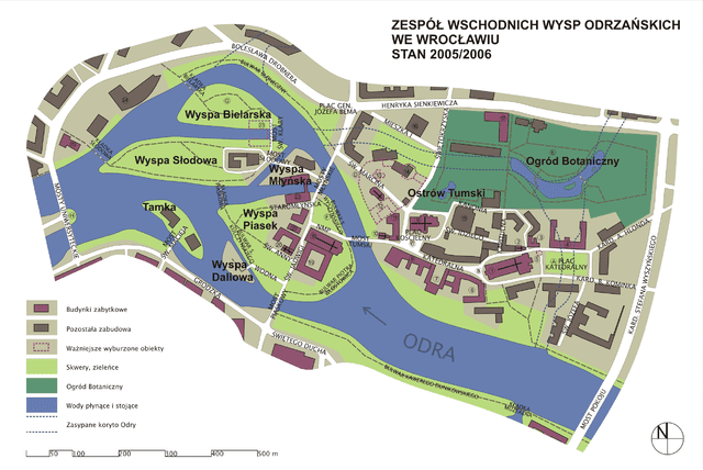 Wrocławskie wyspy: Wyspa Piasek i jej zabudowania