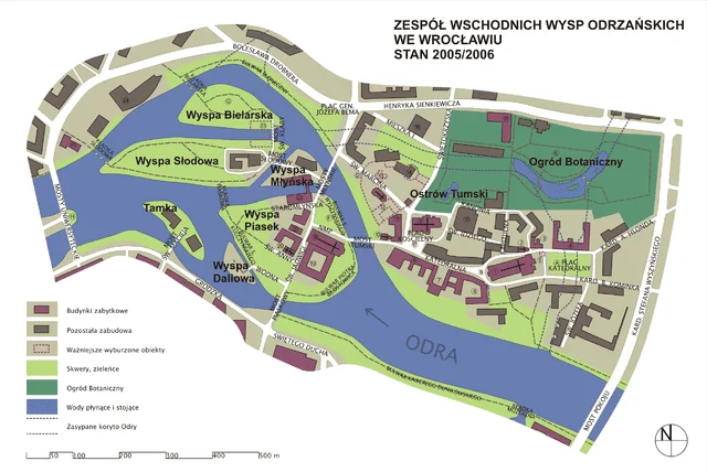 Wrocławskie wyspy: Wyspa Piasek i jej zabudowania